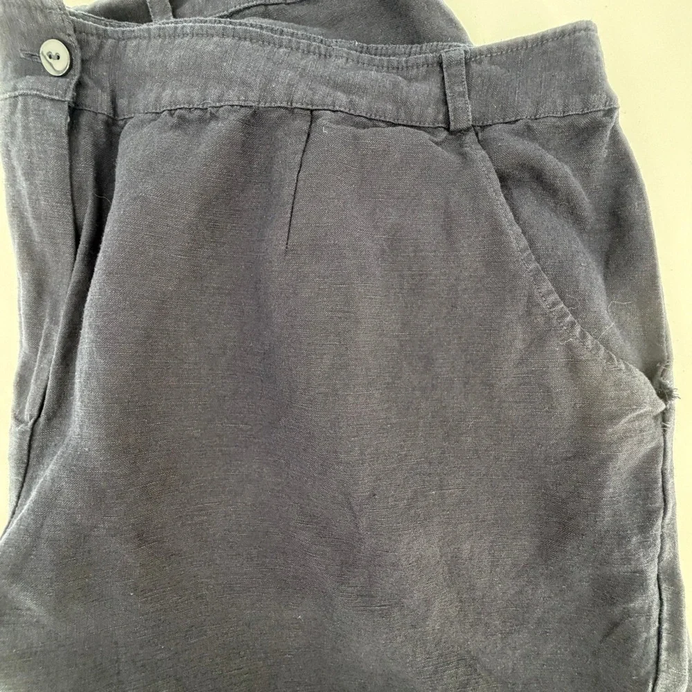 NY Collection Shorts Womens 3X Blue Linen‎ Blend Bermuda Casual Coastal Summer